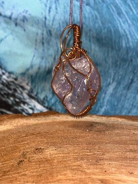 Handcrafted Amethyst Wire-Wrap Pendant Necklace